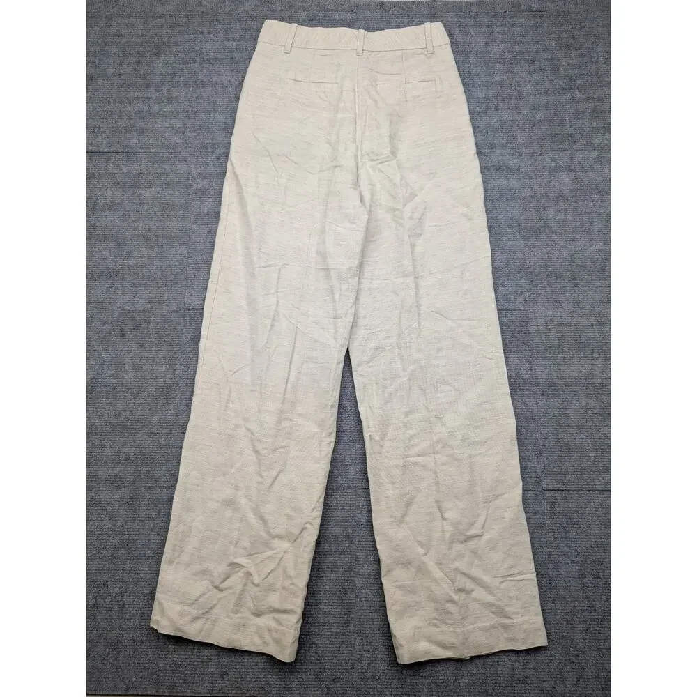 Aritzia Effortless Pants Womens 4 Tall Linen Wide Leg Pleated Trouser Old Money